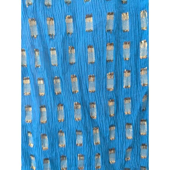 Lilly Pulitzer Sz S Silk COLBY Iris Blue with Metallic Accents Top - Picture 7 of 7